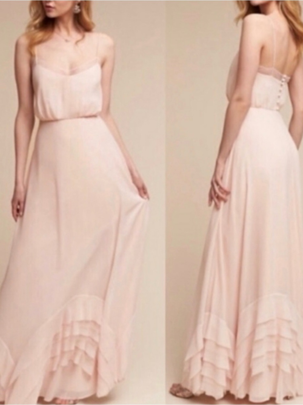 BHLDN Watters Dove Pink Gown Dress 4